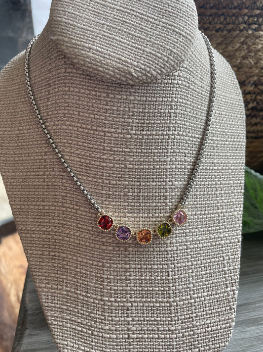 Multicolor 5 Stone Necklace