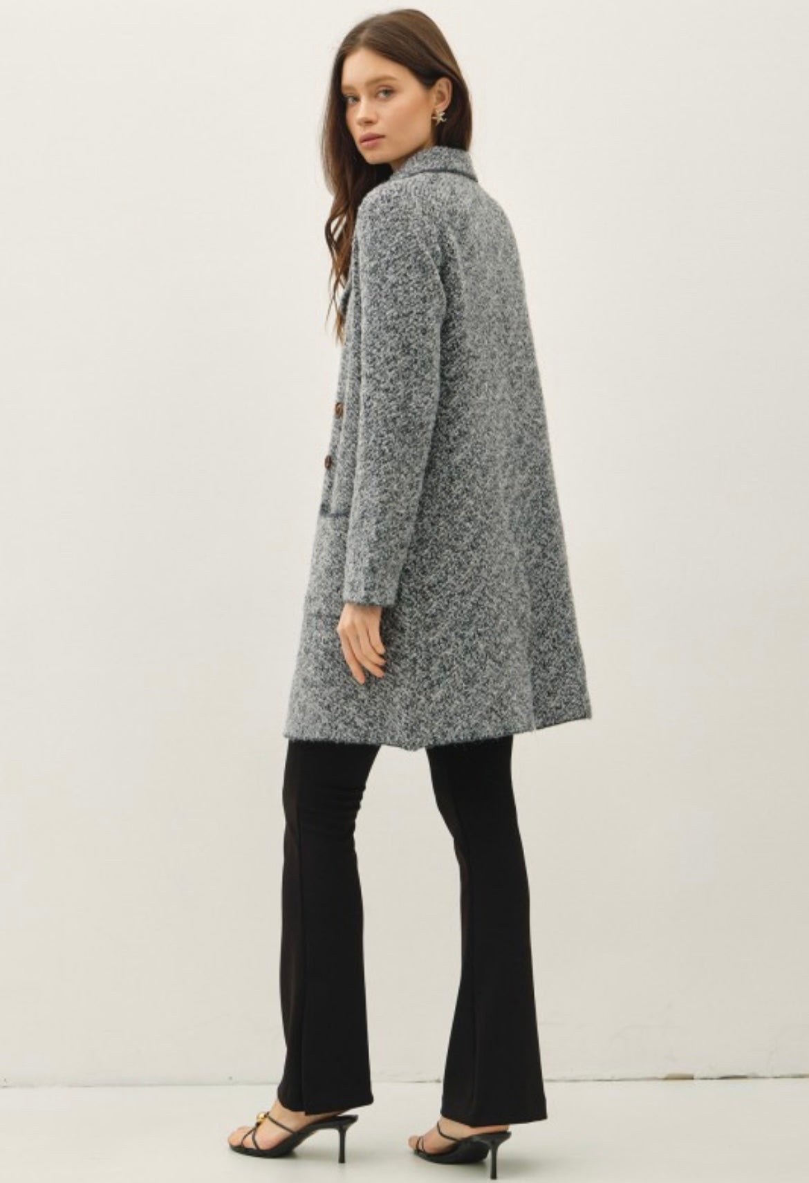 Charcoal Marbled Knit Coat
