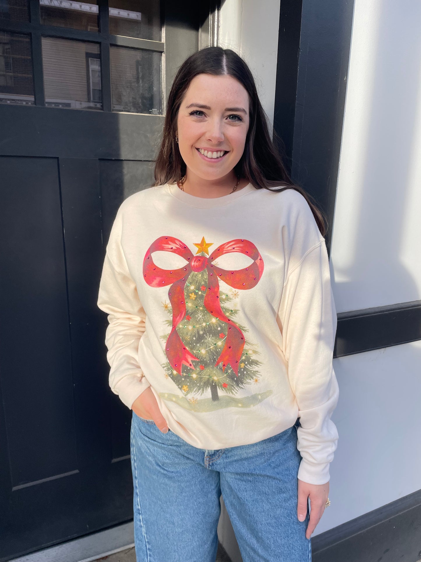Christmas Tree Rhinestone Graphic Sweatshirt