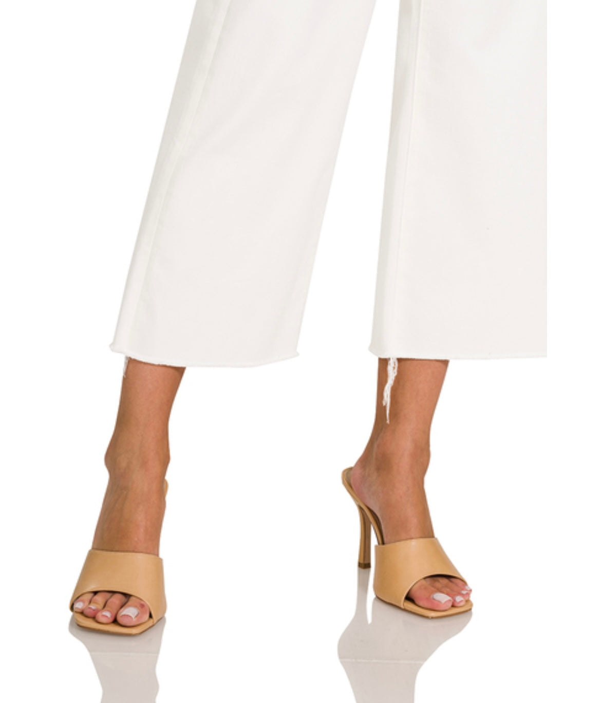 White Wide Leg Cropped Pants