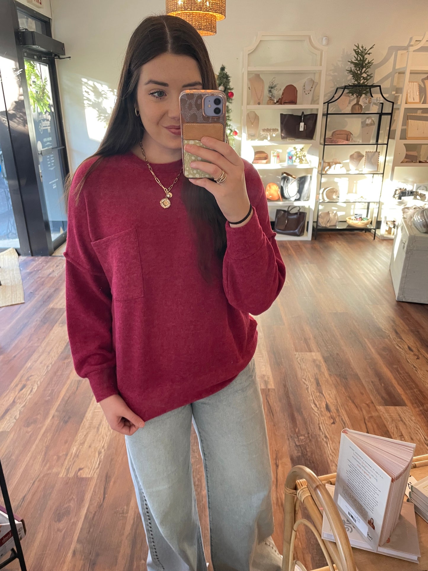 Cabernet Brushed Oversized Top