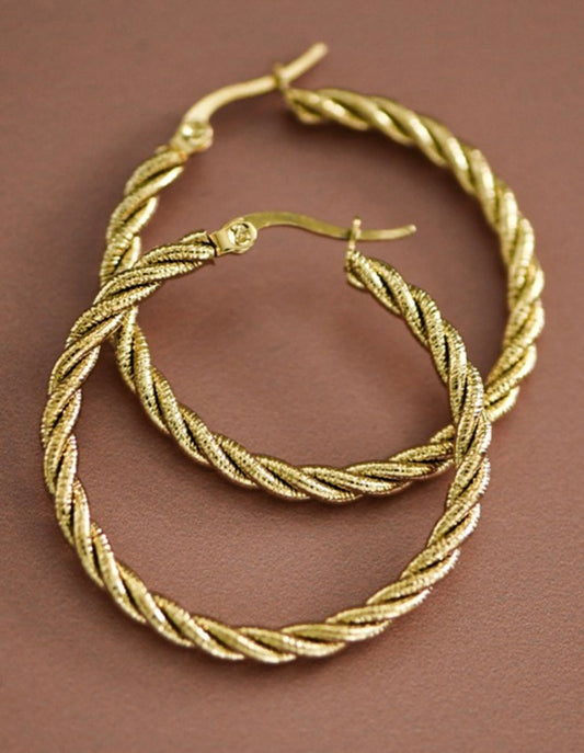 18K Non-Tarnish Stainless Steel Gold Hoops