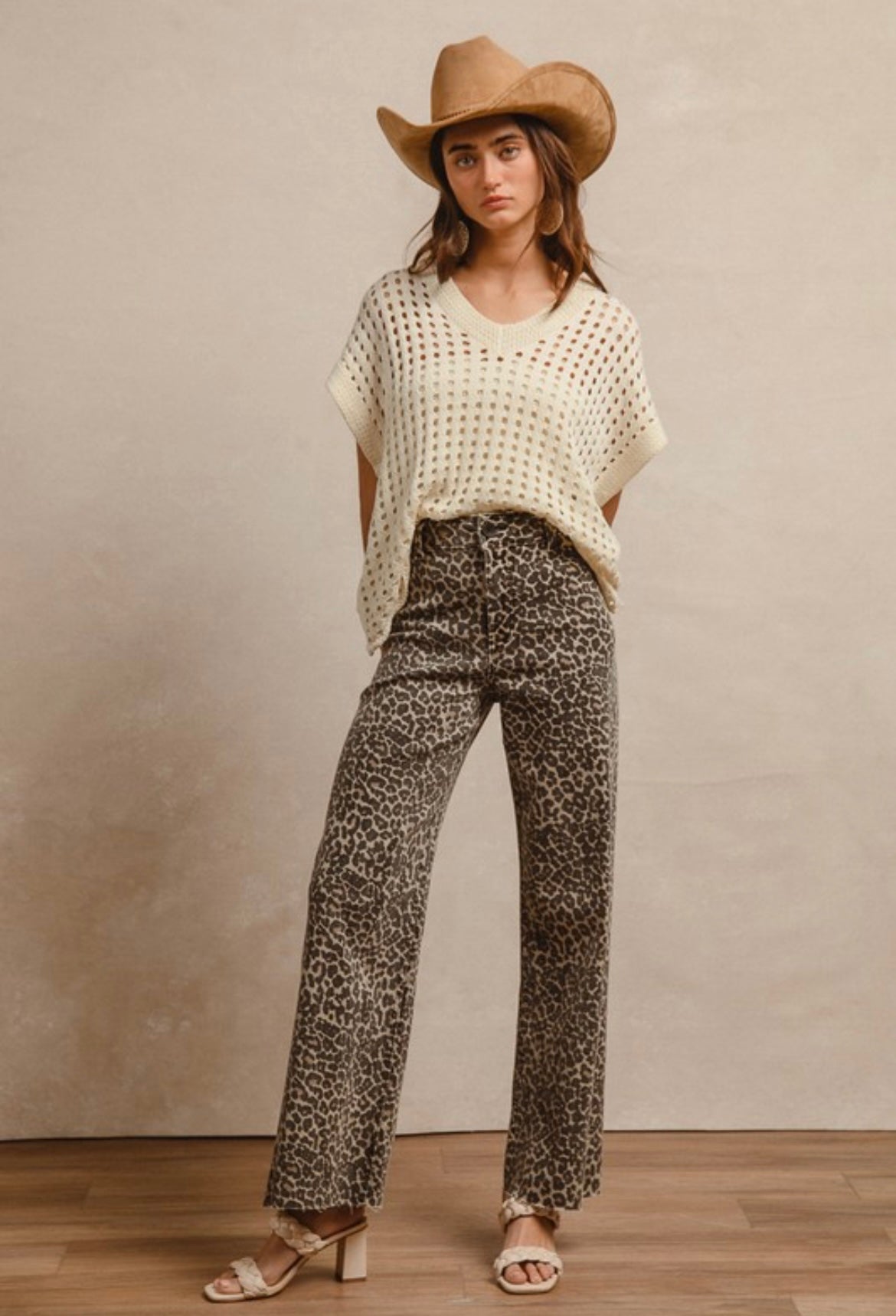 Leopard Print Flare Jeans