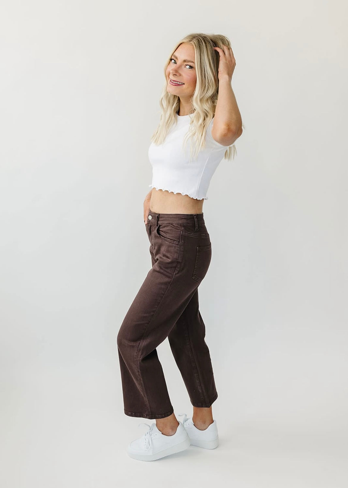 Dark Brown Cropped Jeans