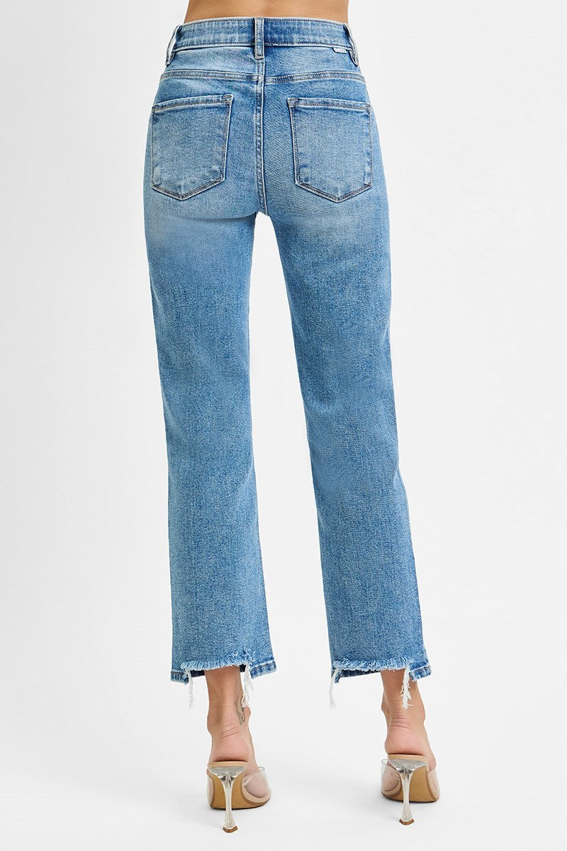 Medium Wash Crop Straight Denim