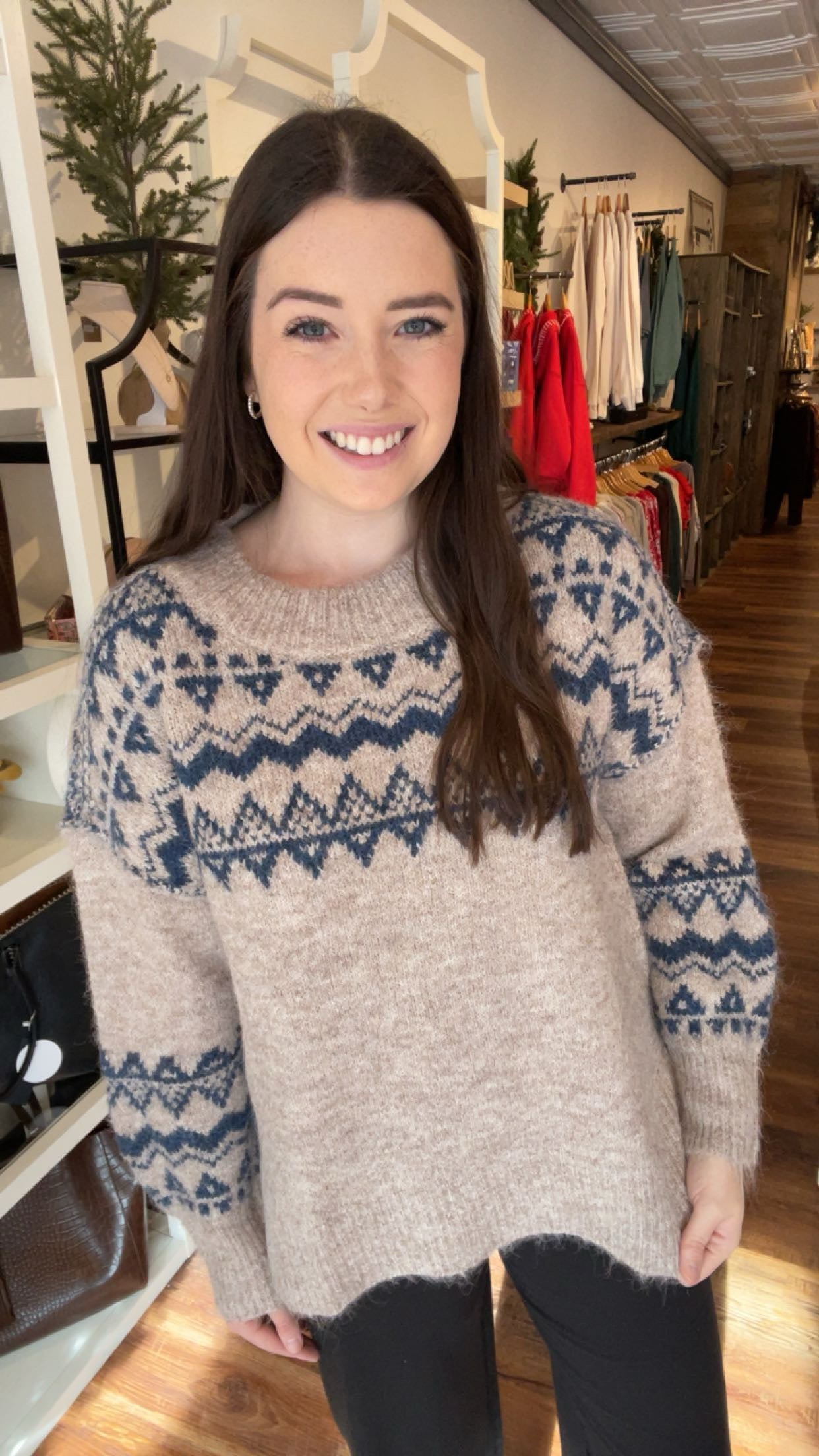 Blue and Oatmeal Fair Isle Sweater