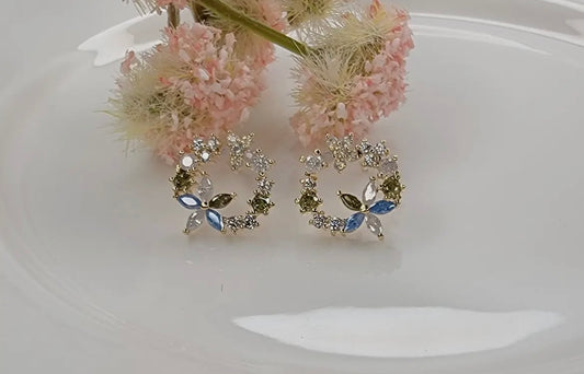 Flower Circular Post Earrings