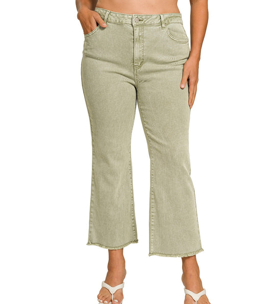 Light Olive Mineral Wash Colored Pants