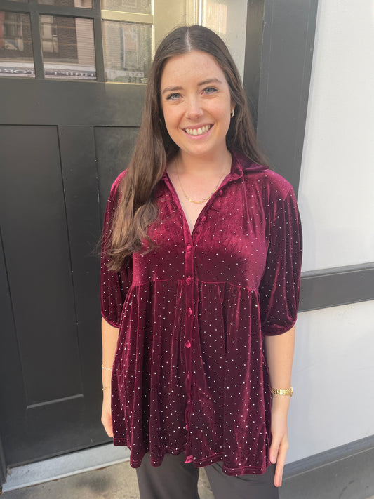 Plum Sparkle Tunic Top