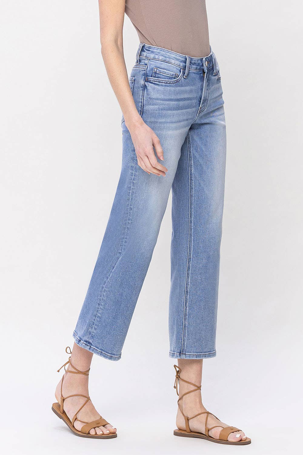 FLYING MONKEY MID RISE CROP STRAIGHT DAD JEANS