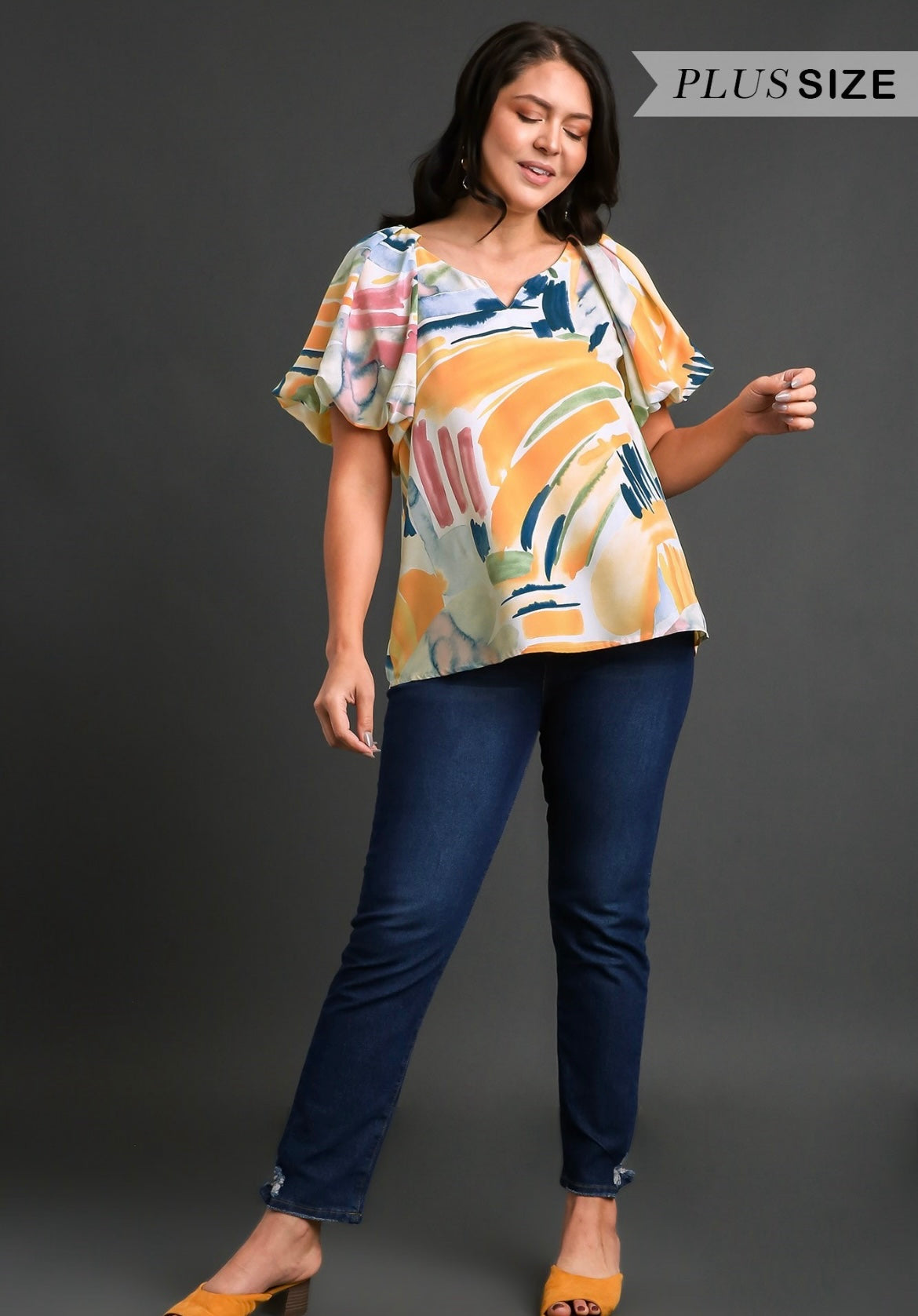 Tangerine Abstract Top