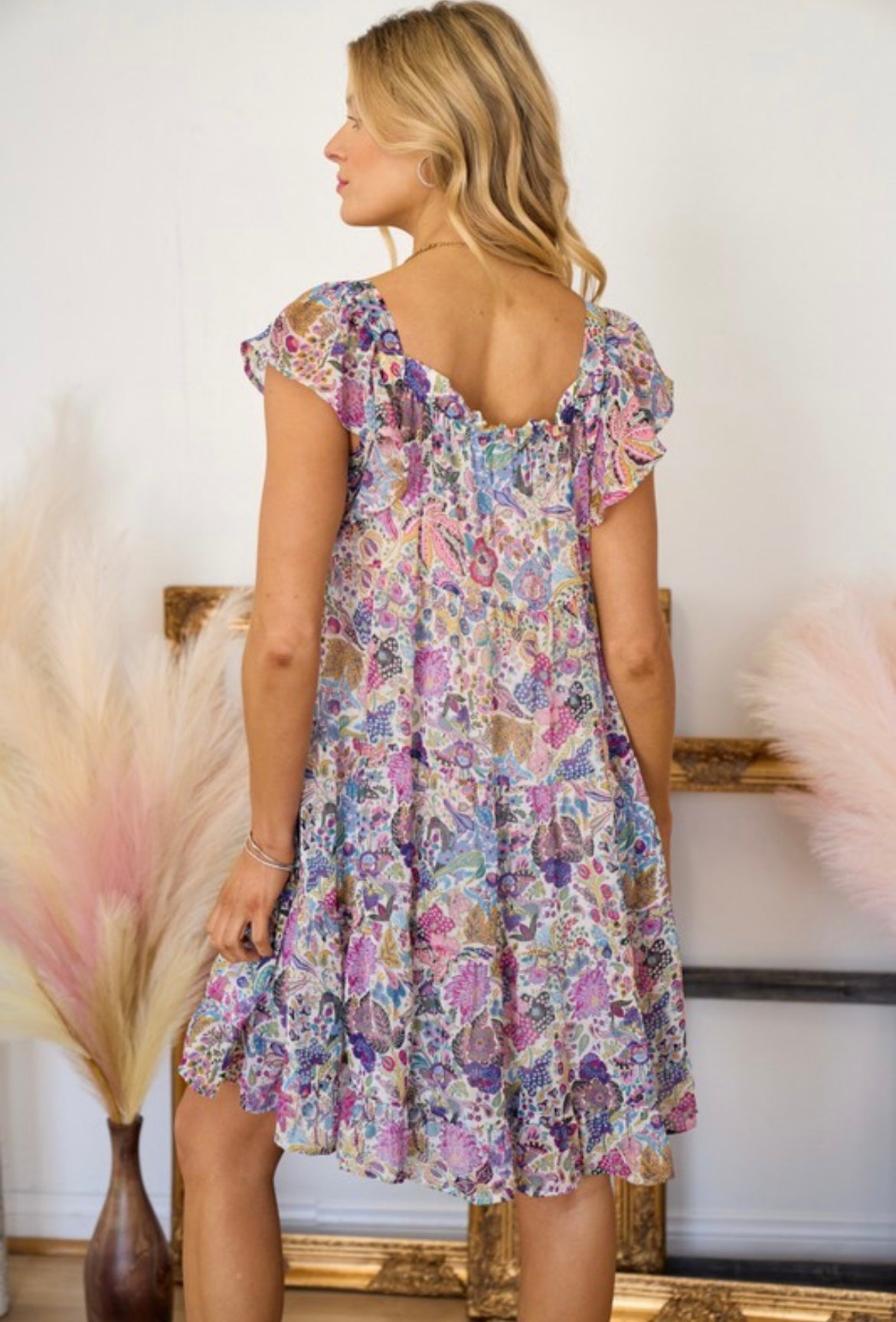Ivory Multi Floral Tiered Dress