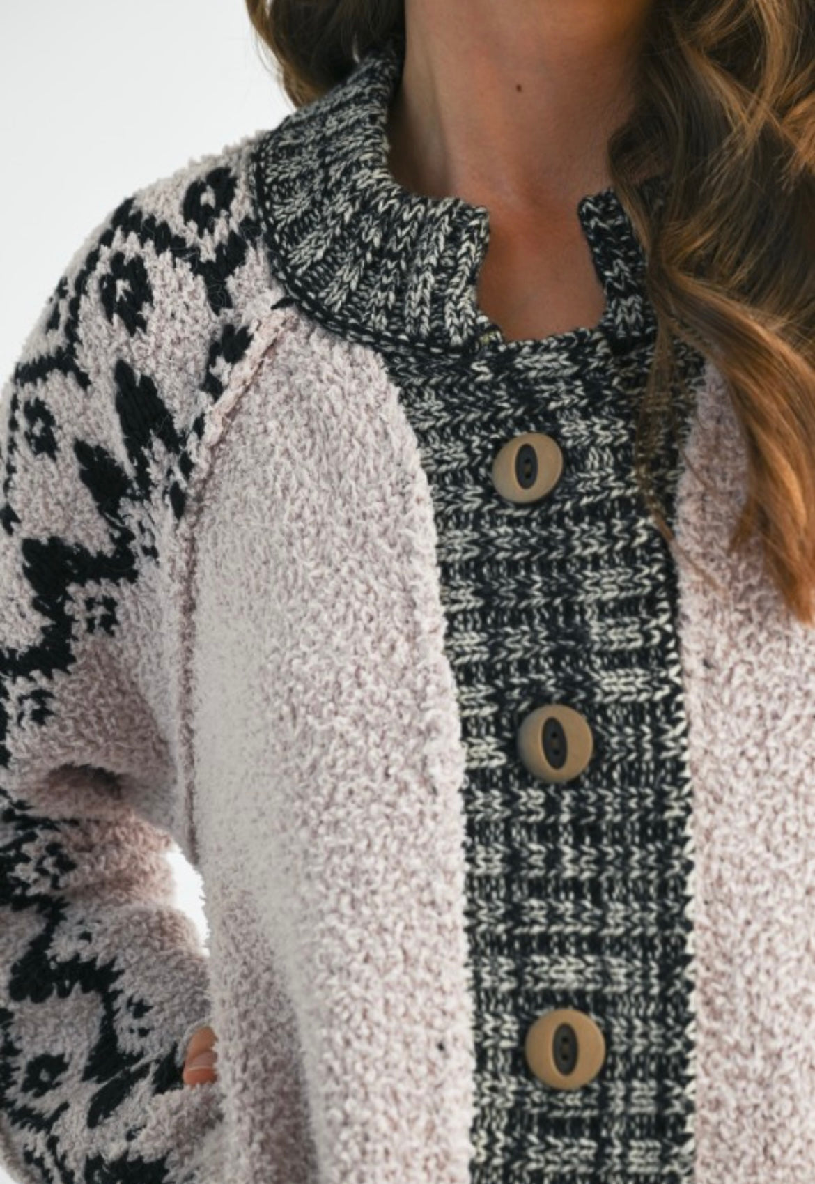 Oat Boho Plush Cardigan