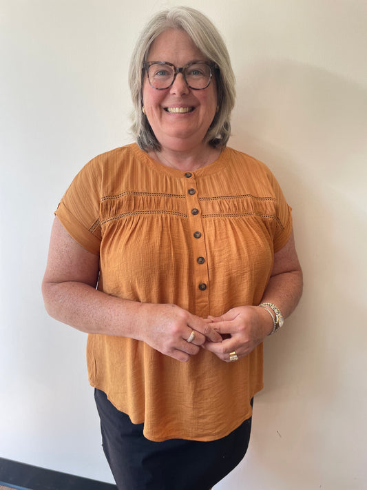Butter Orange Button Blouse