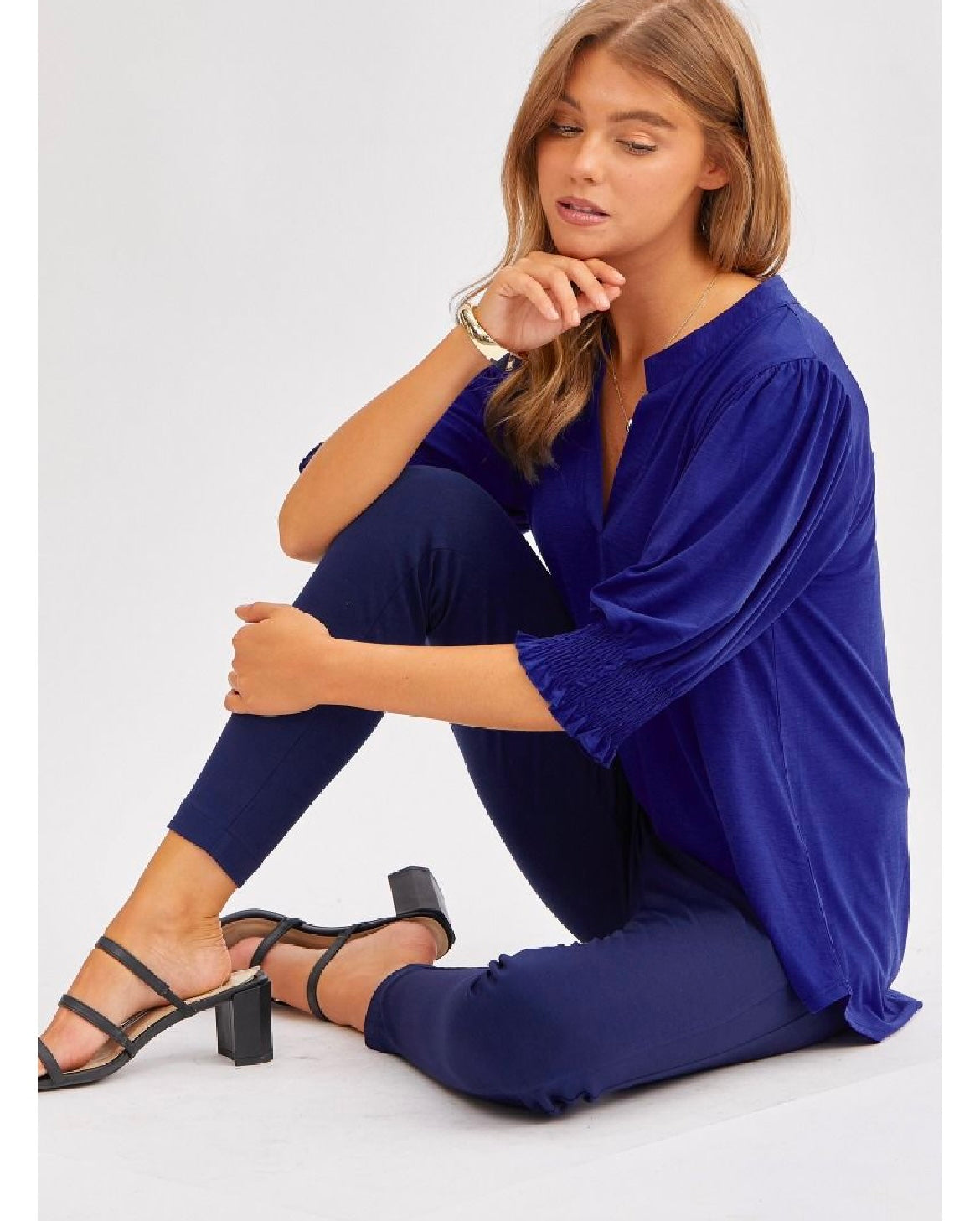 Royal Blue Smocked Top