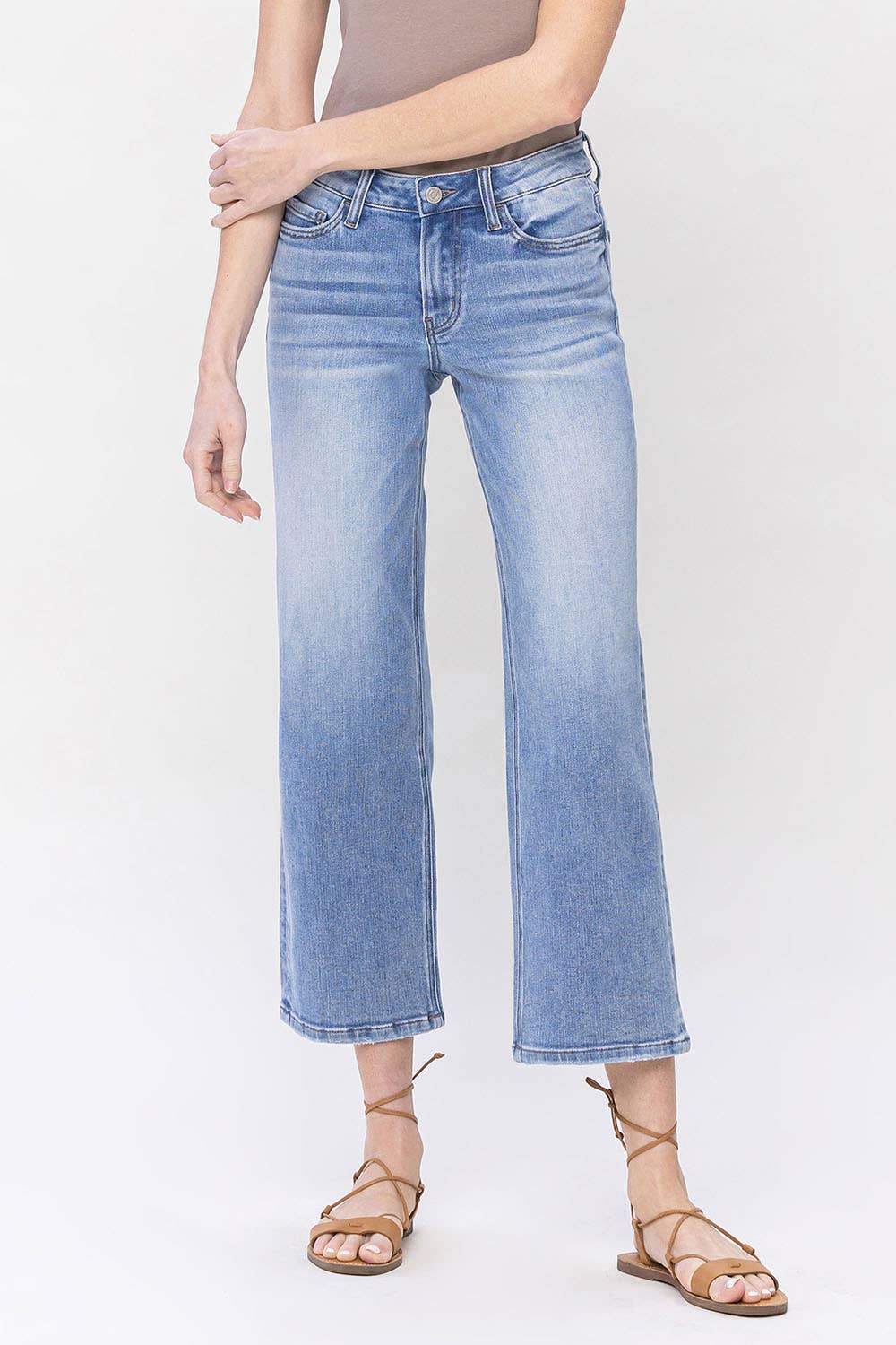 FLYING MONKEY MID RISE CROP STRAIGHT DAD JEANS
