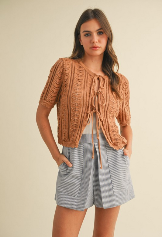Toffee Front Tie Cardigan