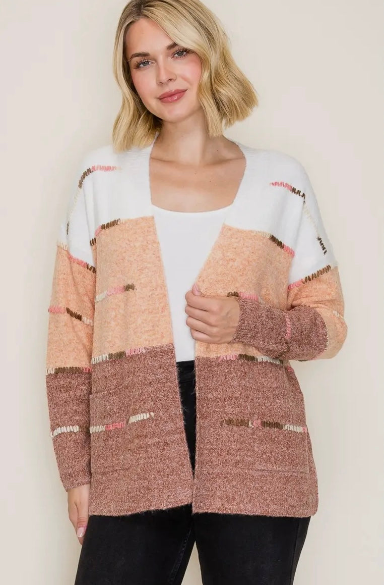 Color Block Stitch Cardigan