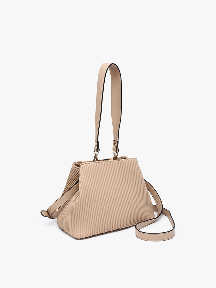 Taupe Dove Pleated Satchel w/ Large Handle