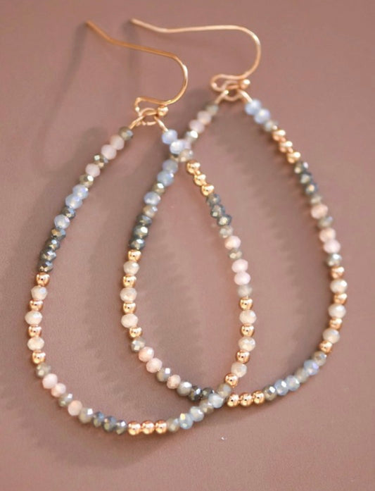 Mixed Grey and Pastel Beaded Hoops