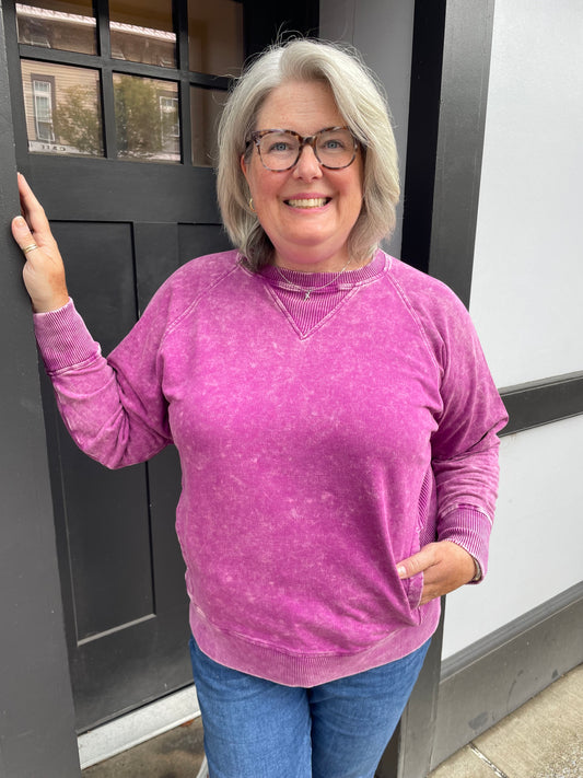 Plum Mineral Wash French Terry Sweatshirt
