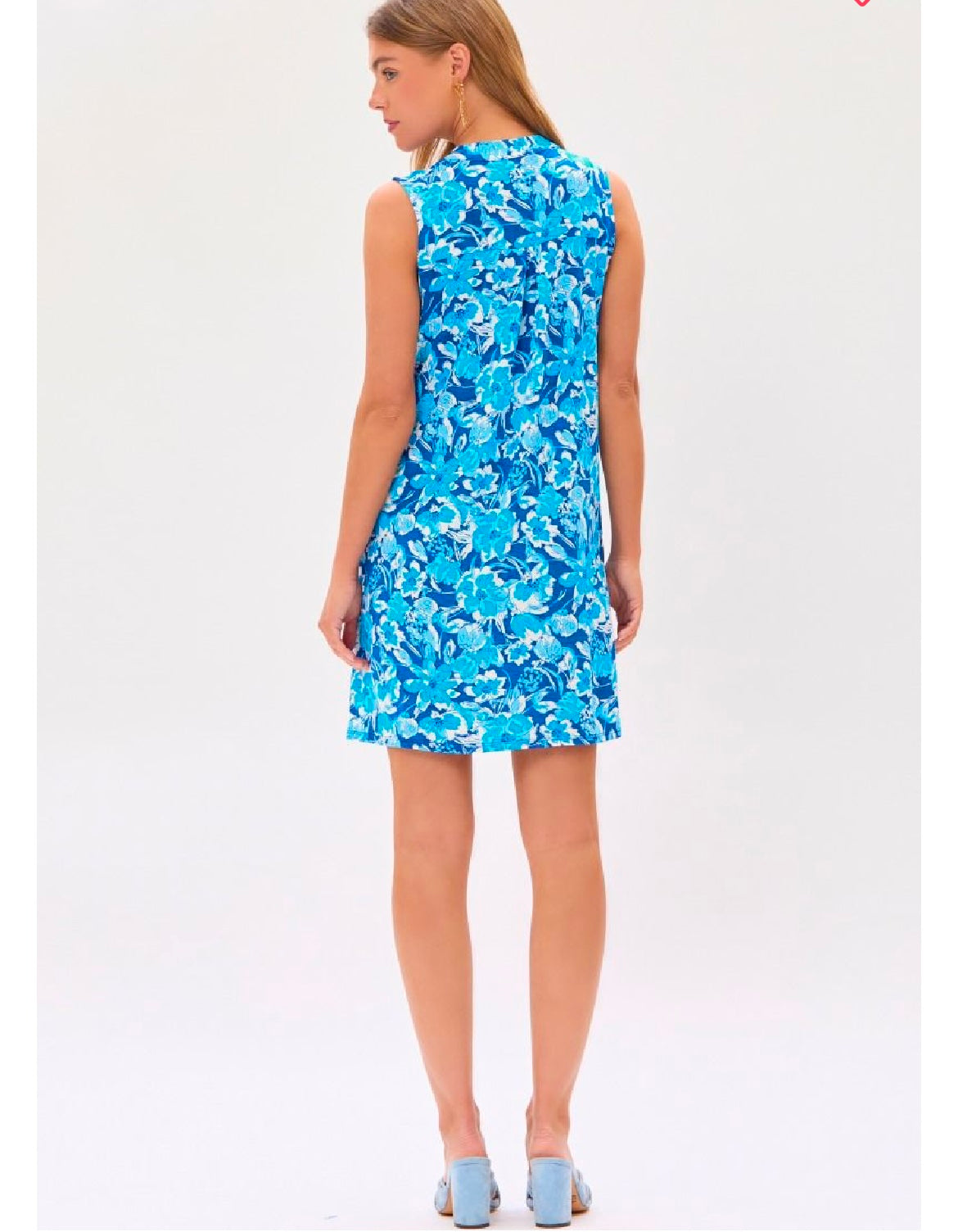Shades of Blue Floral Sleeveless Dress