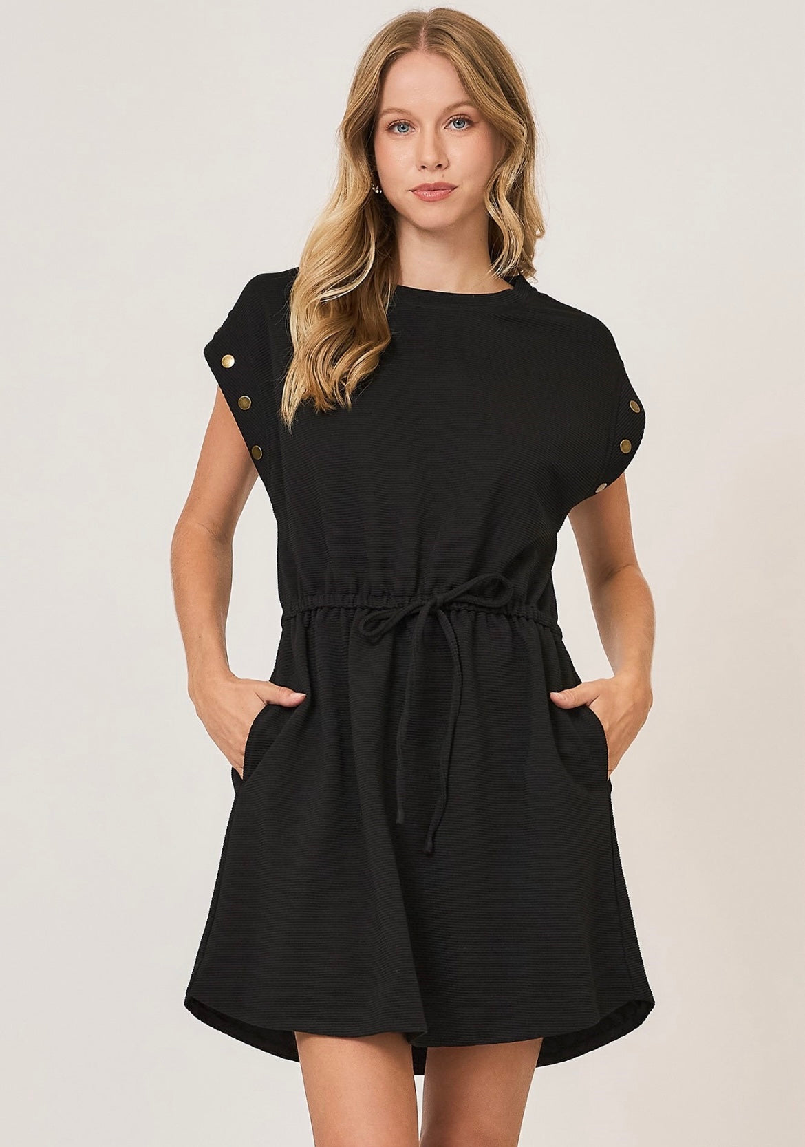 Black Ribbed Mini Dress