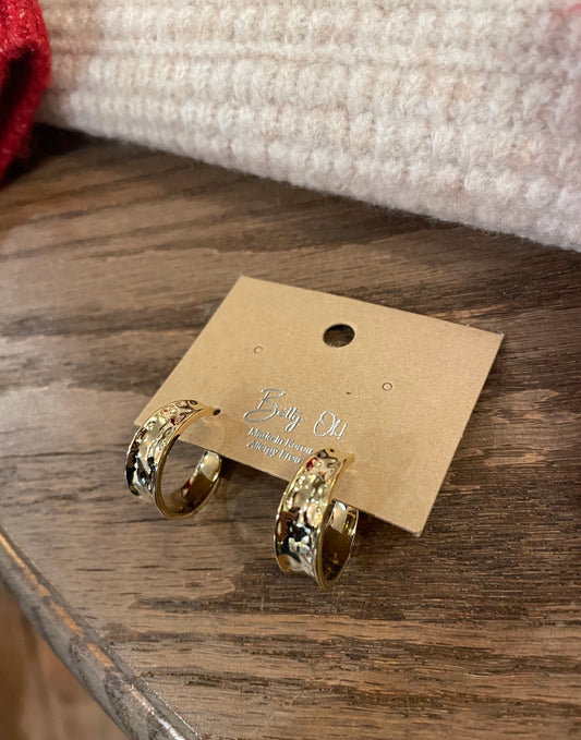 Gold Hammered Hoops