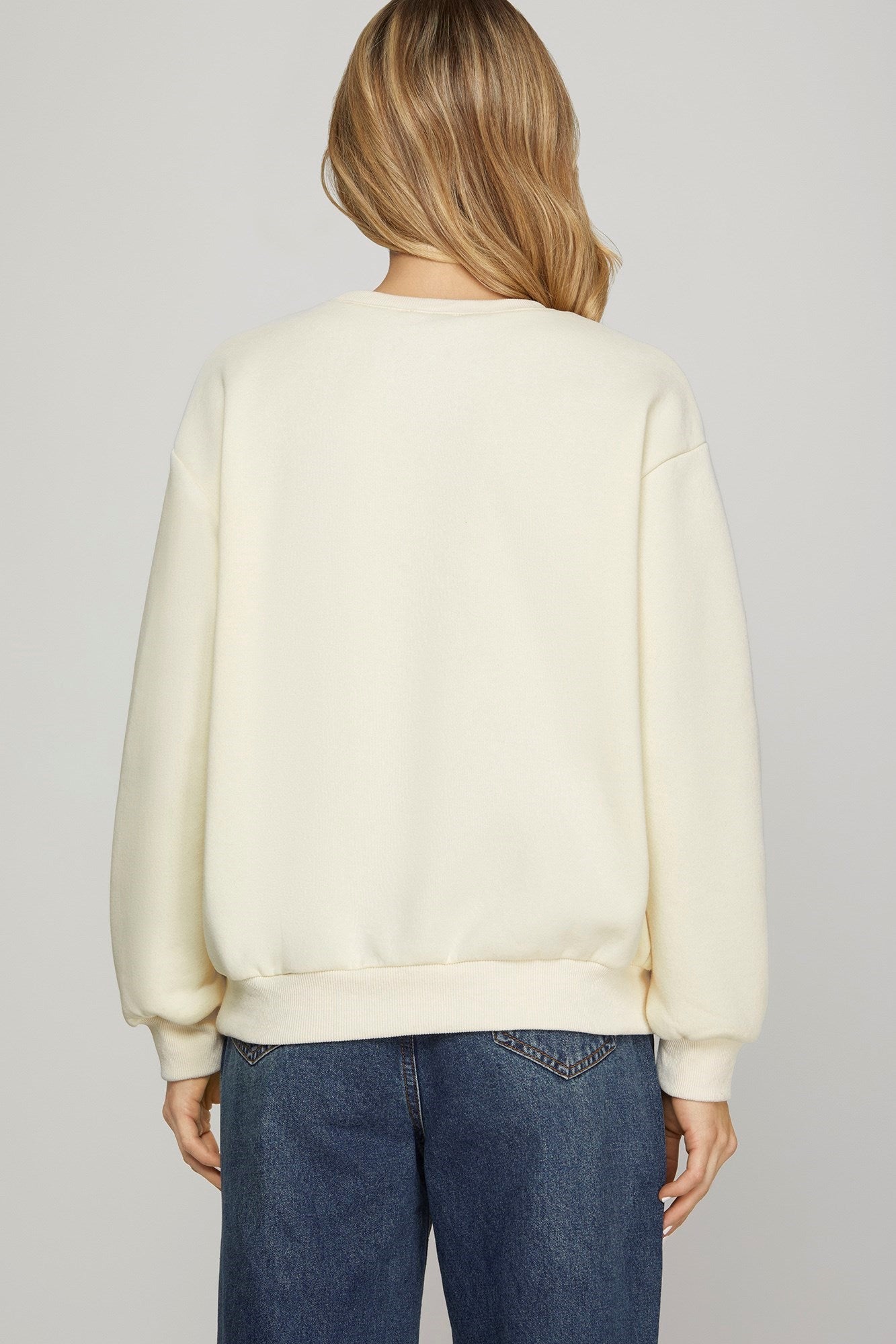 Cream Sequin Bow Pullover