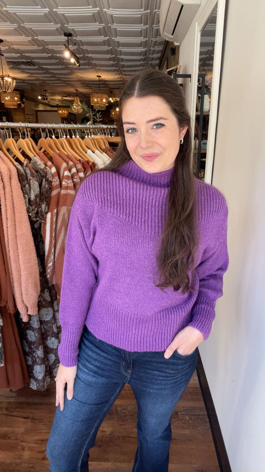 Purple Mock Neck Sweater