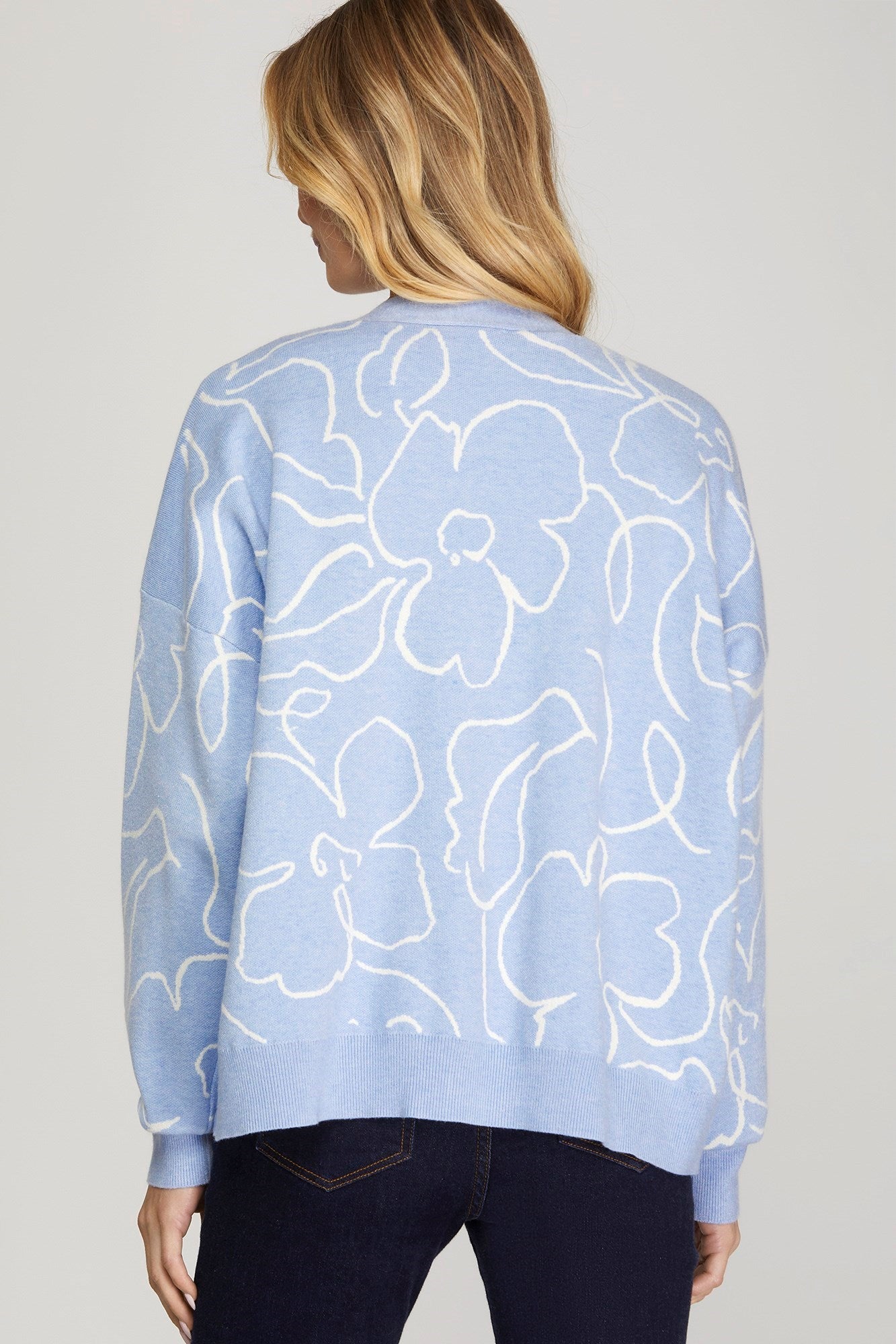 Light Blue Floral Cardigan