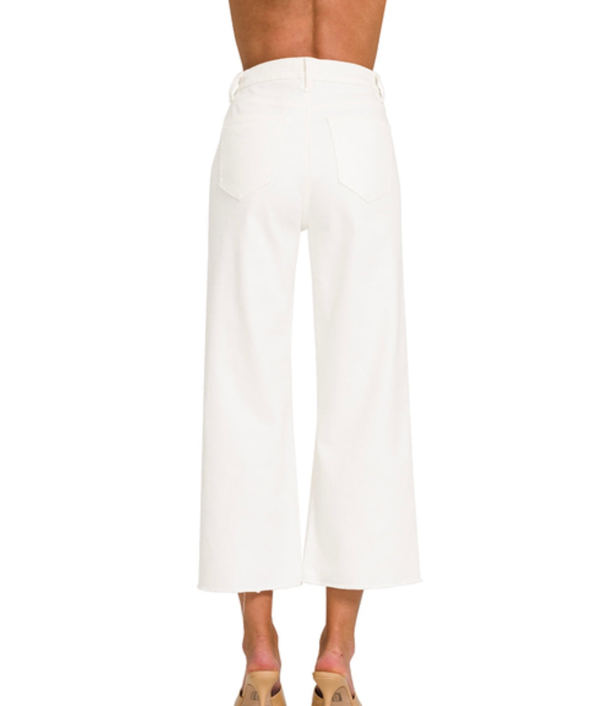 White Wide Leg Cropped Pants