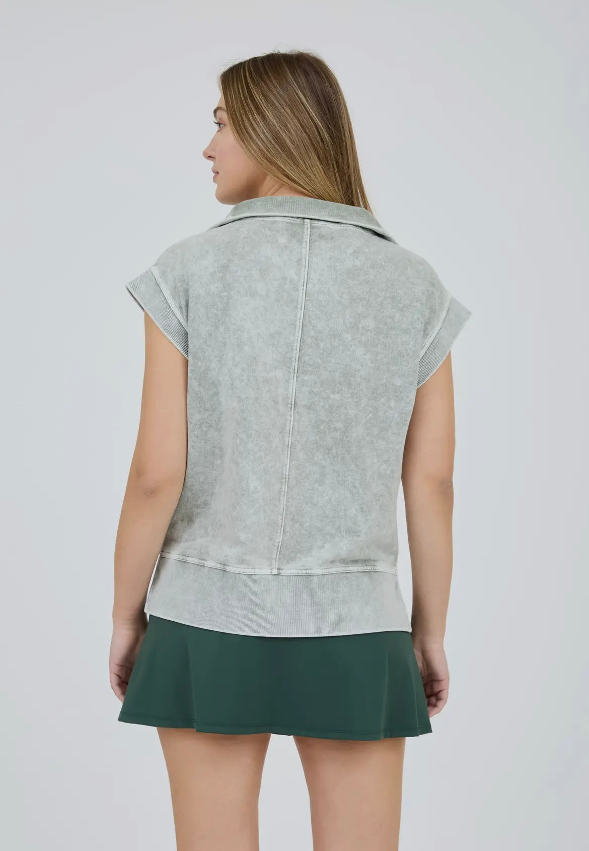 Sage Mineral Wash Half Zip Top