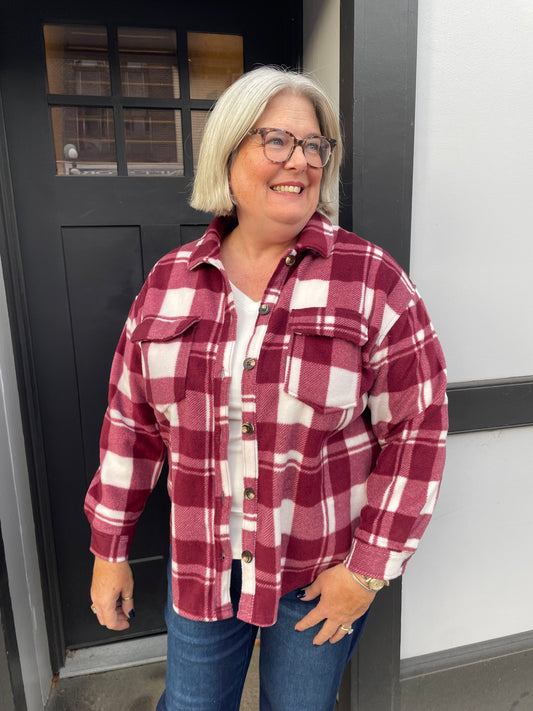 Burgundy Fleece Shacket