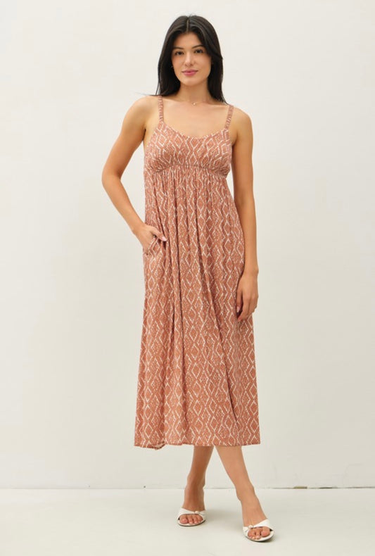 Apricot Printed Sundress