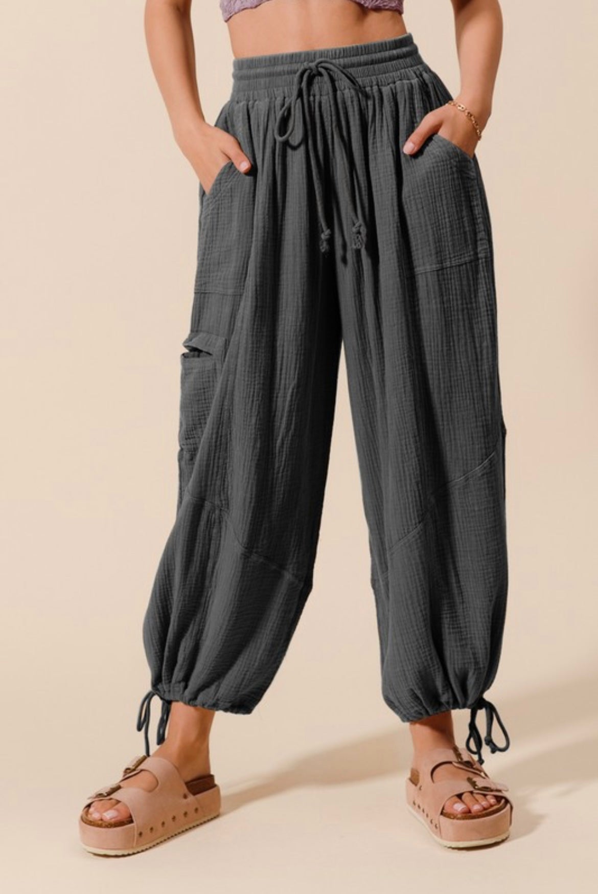Charcoal Gauze Pants