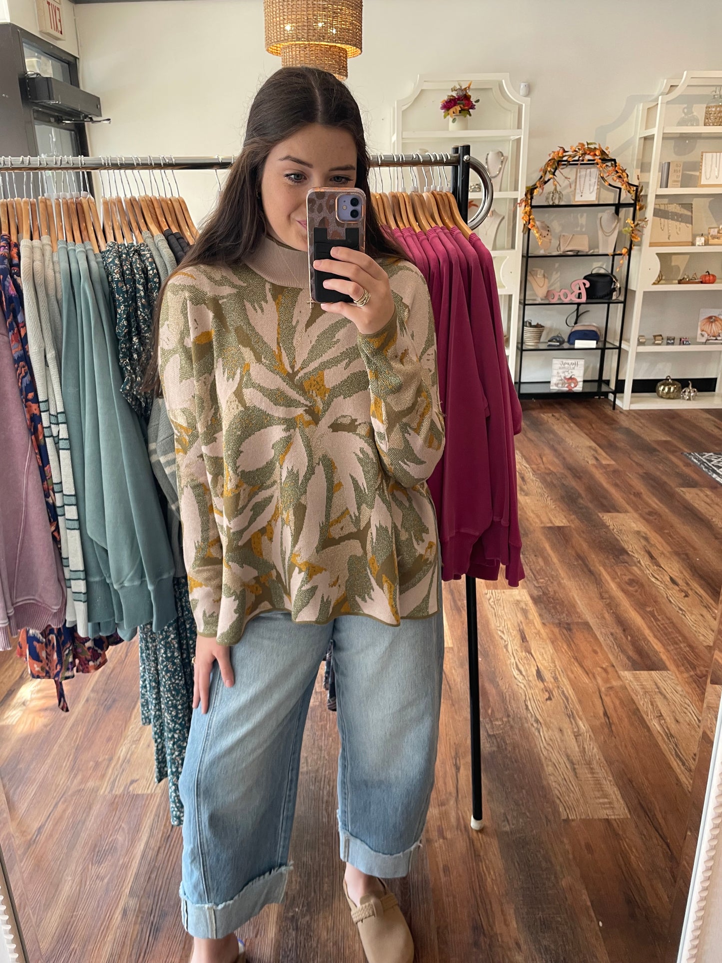 Olive and Mustard Sparkle Sweater