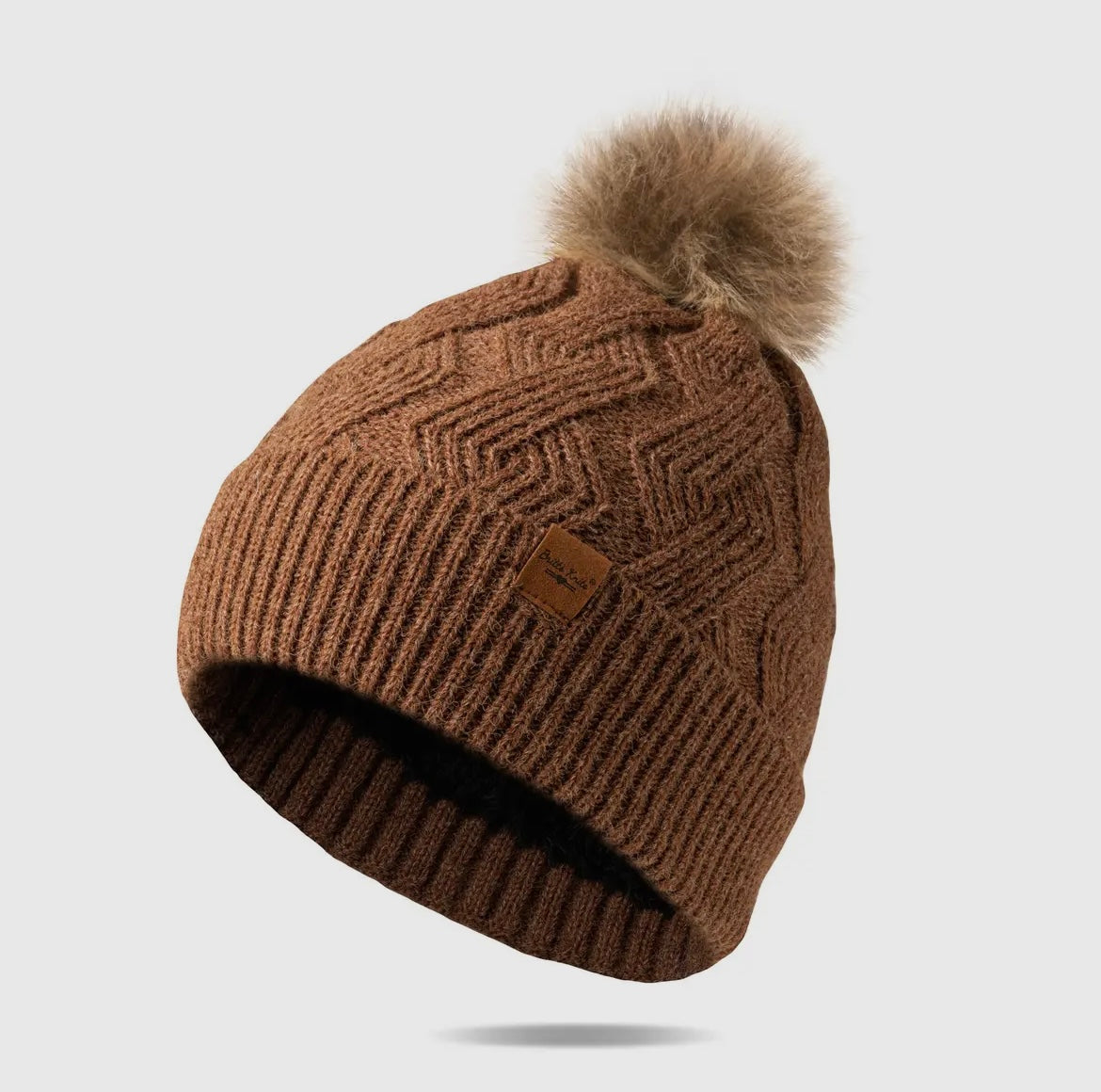 Knit Plush Lined Pom Hat