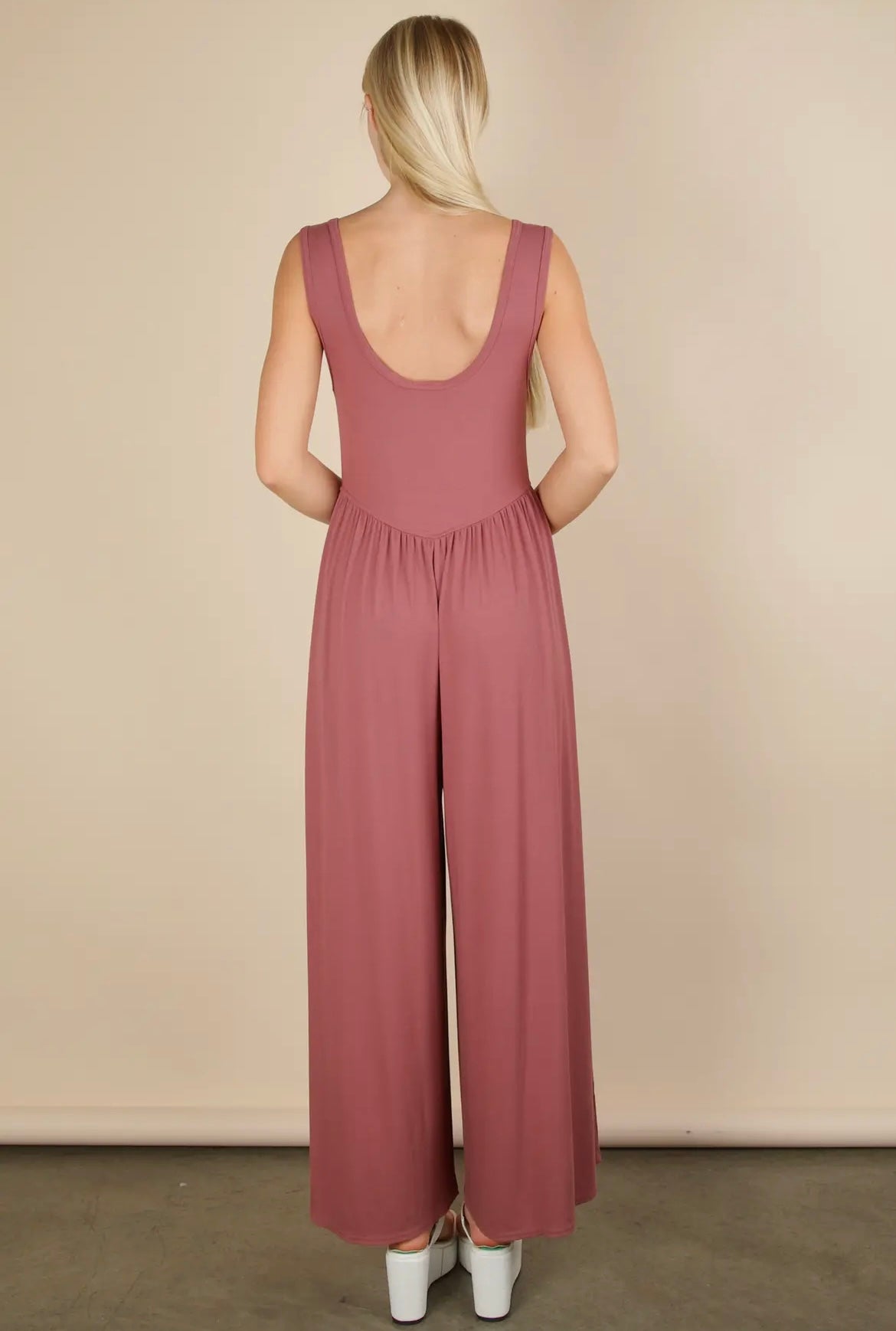 Mauve Ribbed Tank Jumpsuit