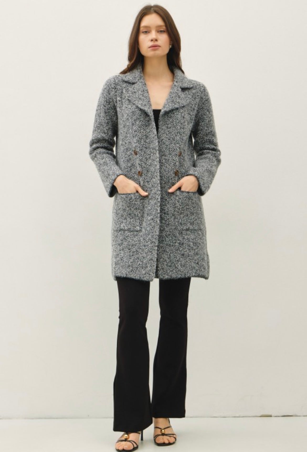 Charcoal Marbled Knit Coat