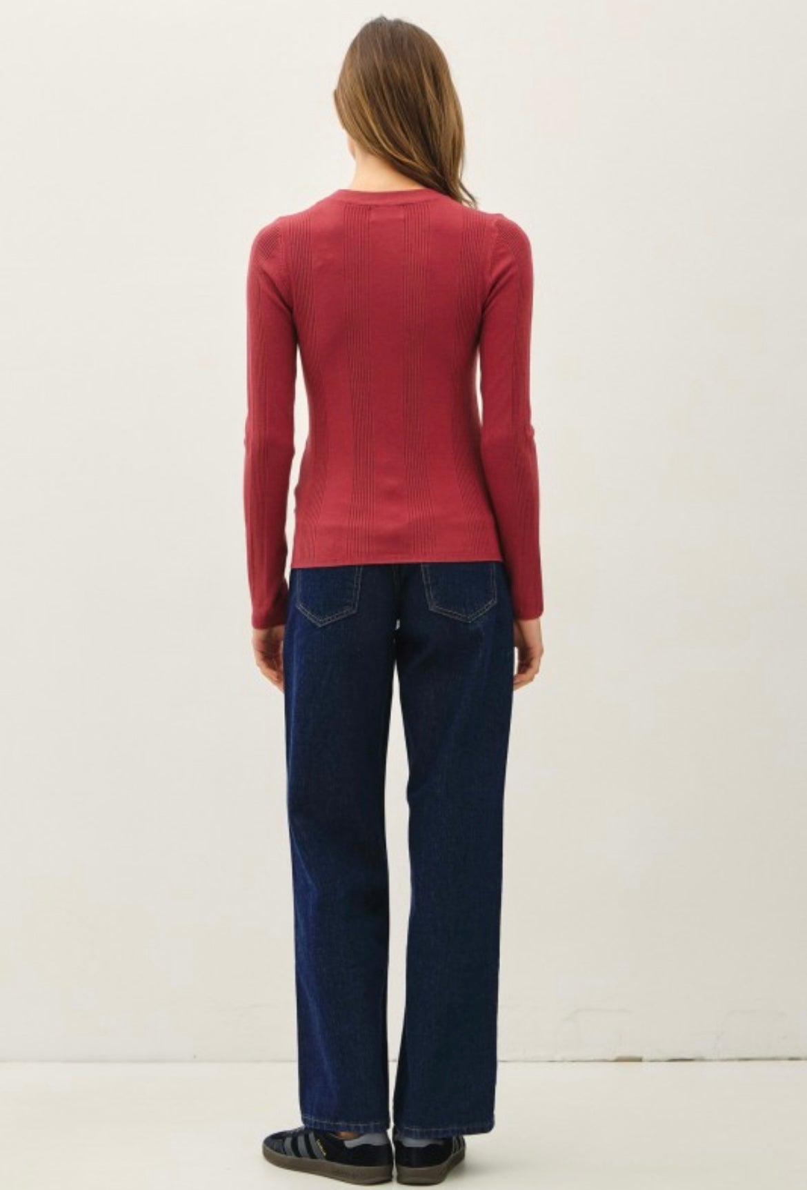 Maroon Basic Patterned Sweater