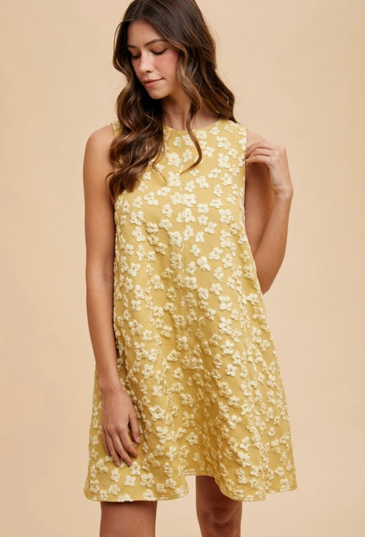 Marigold Floral Jacquard Dress