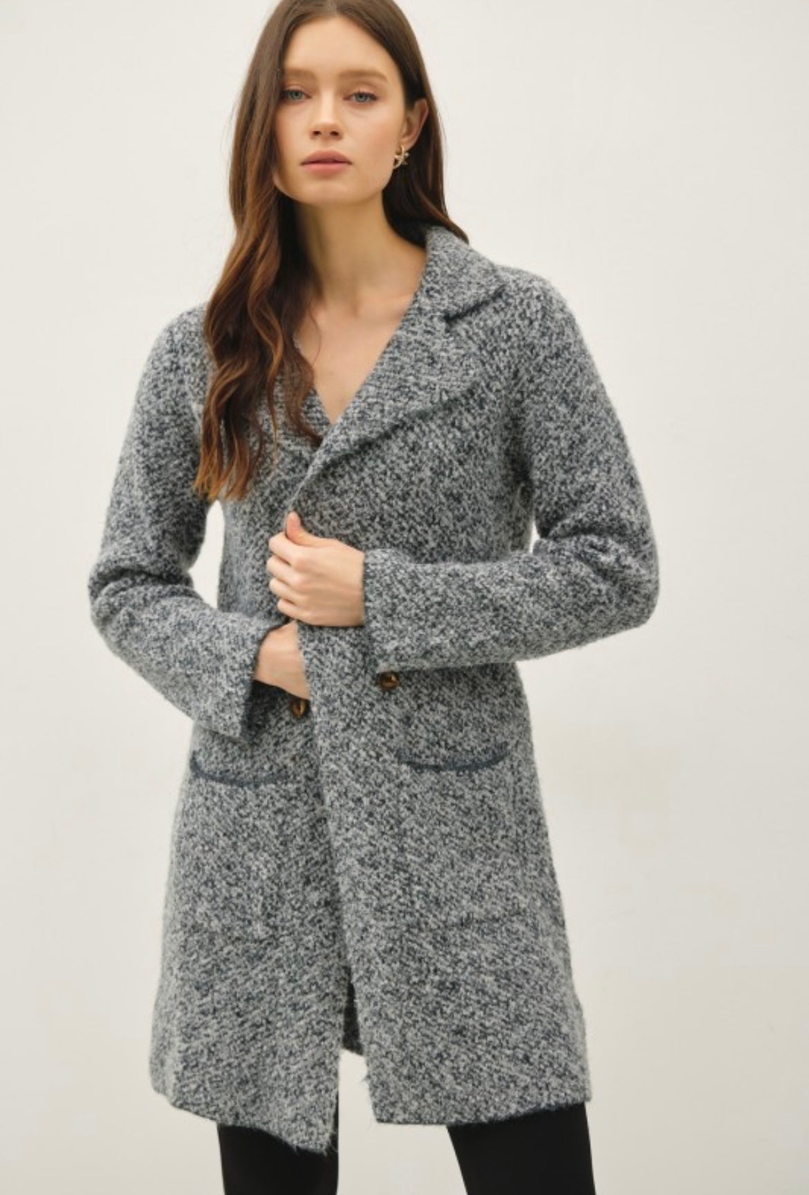 Charcoal Marbled Knit Coat