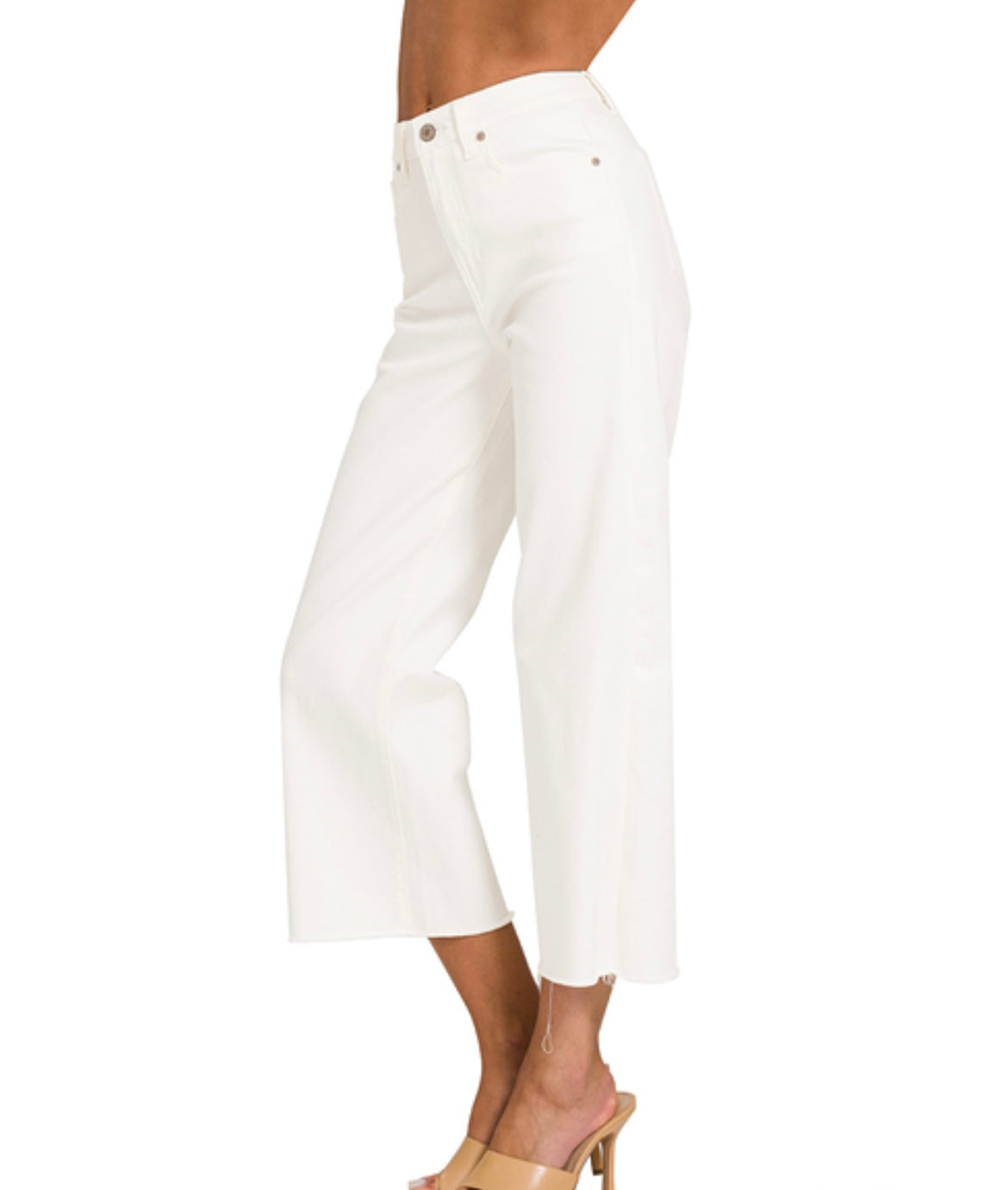White Wide Leg Cropped Pants
