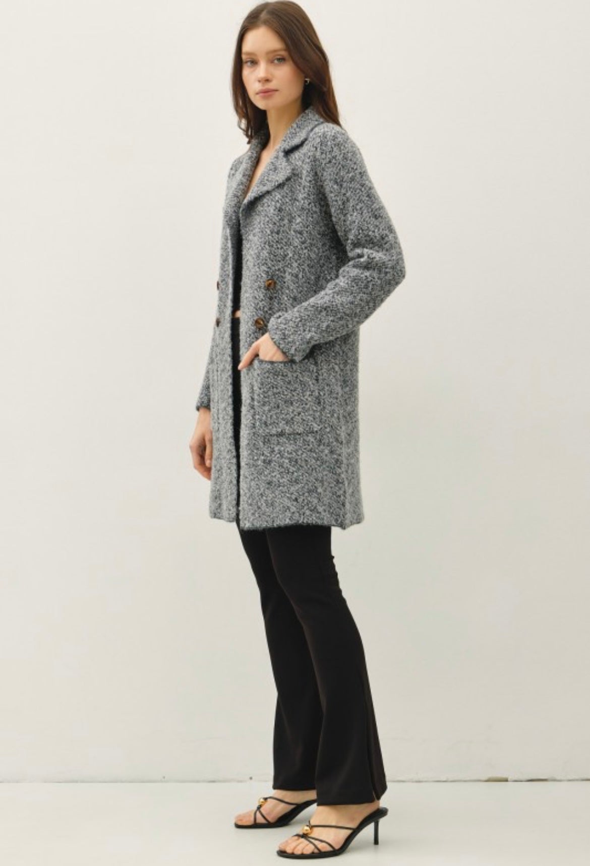 Charcoal Marbled Knit Coat