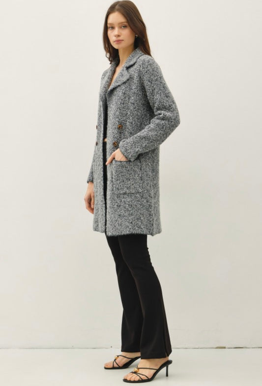 Charcoal Marbled Knit Coat