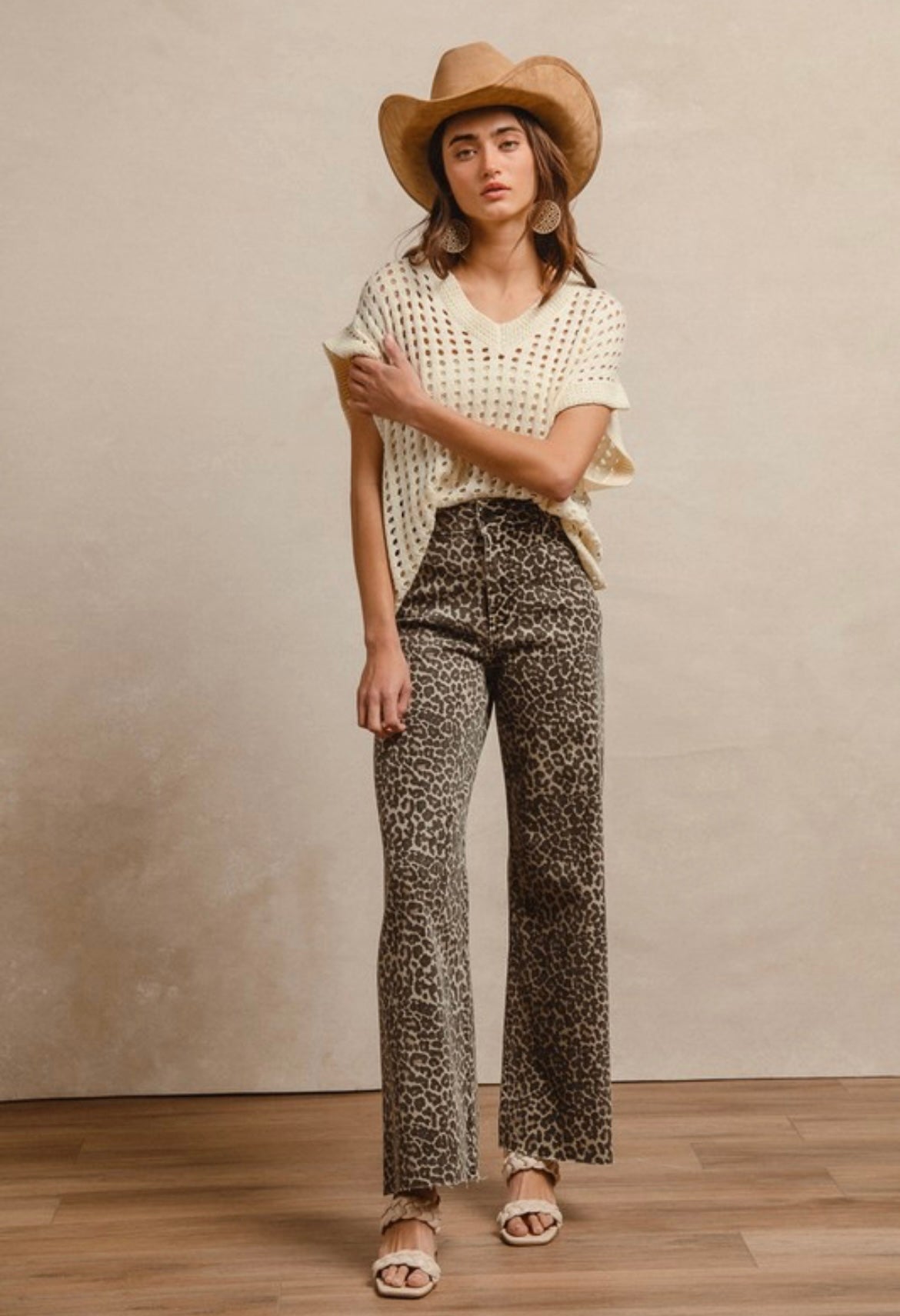 Leopard Print Flare Jeans