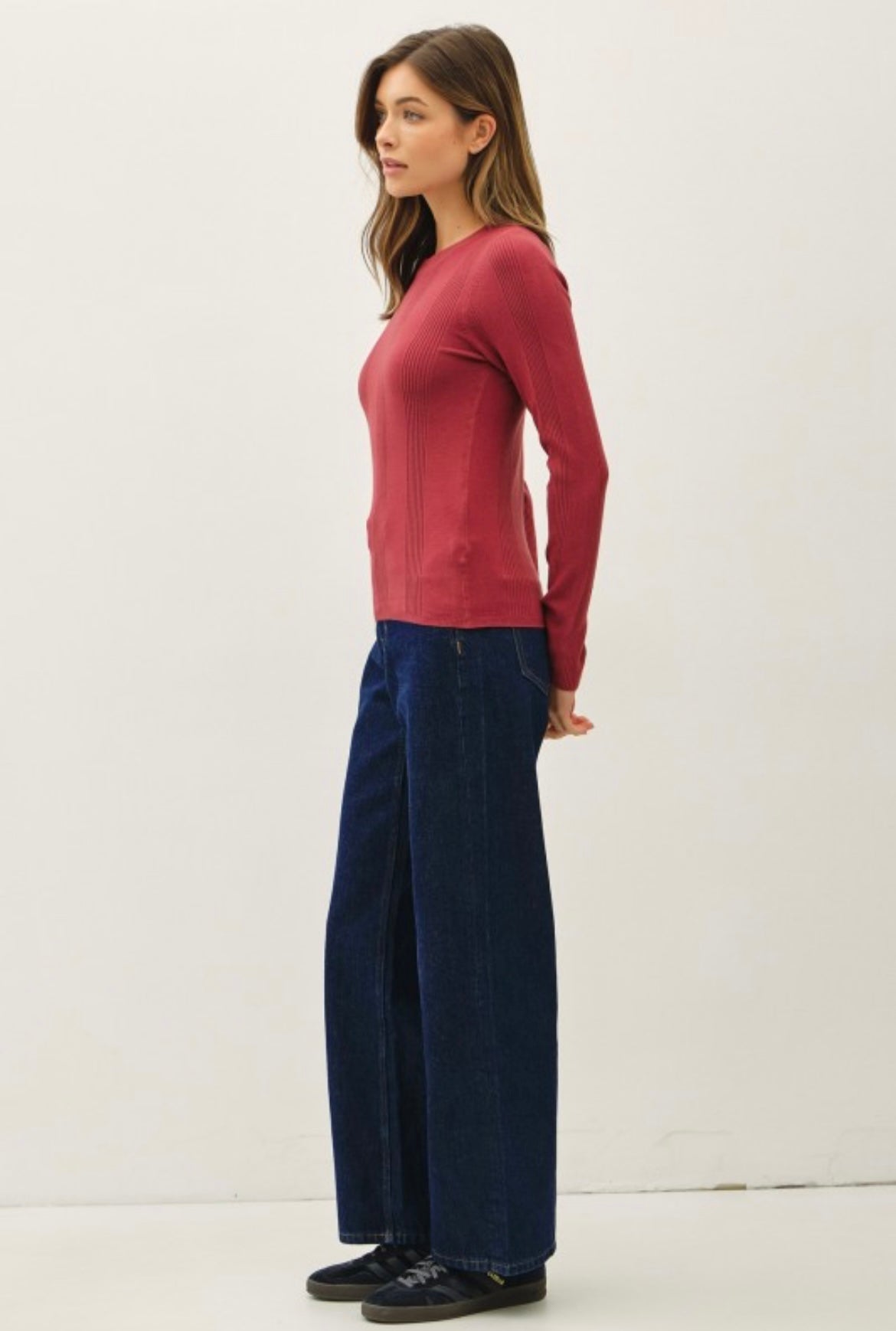 Maroon Basic Patterned Sweater