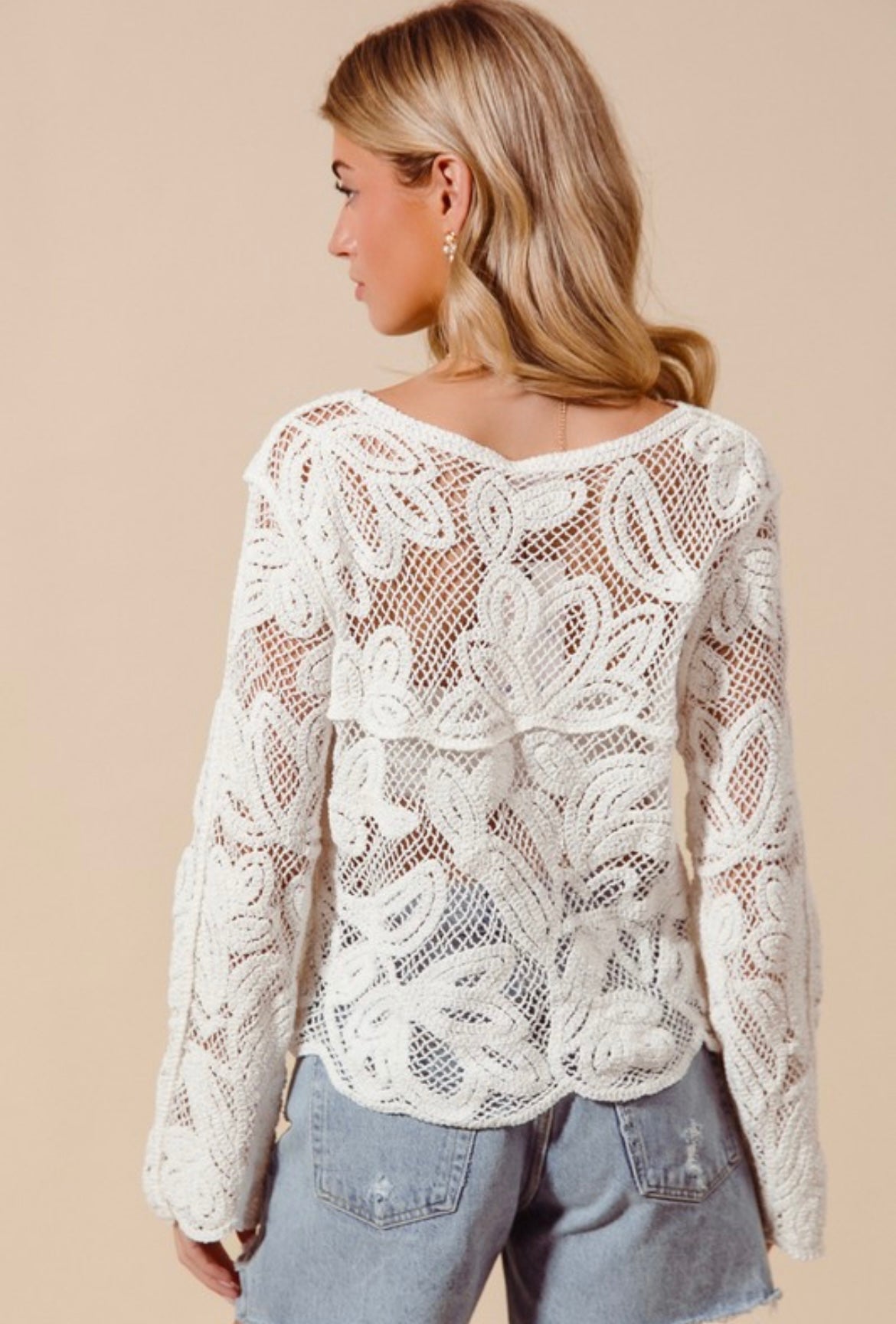 White Floral Lace Cardigan