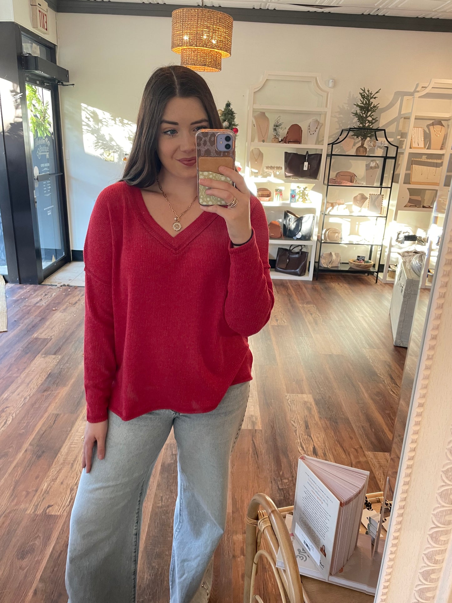 Red Ribbed Top